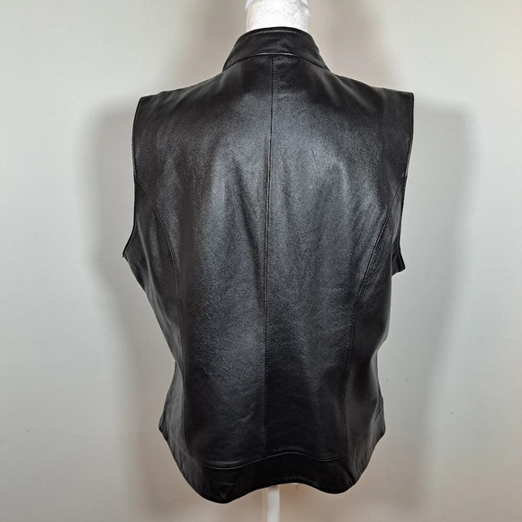 Genuine Black Leather Womens Zip Up Embroidered Vest Jacket Coldwater Size Large - Picture 4 of 8